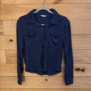 Hippie Rose Navy Button Down Shirt
